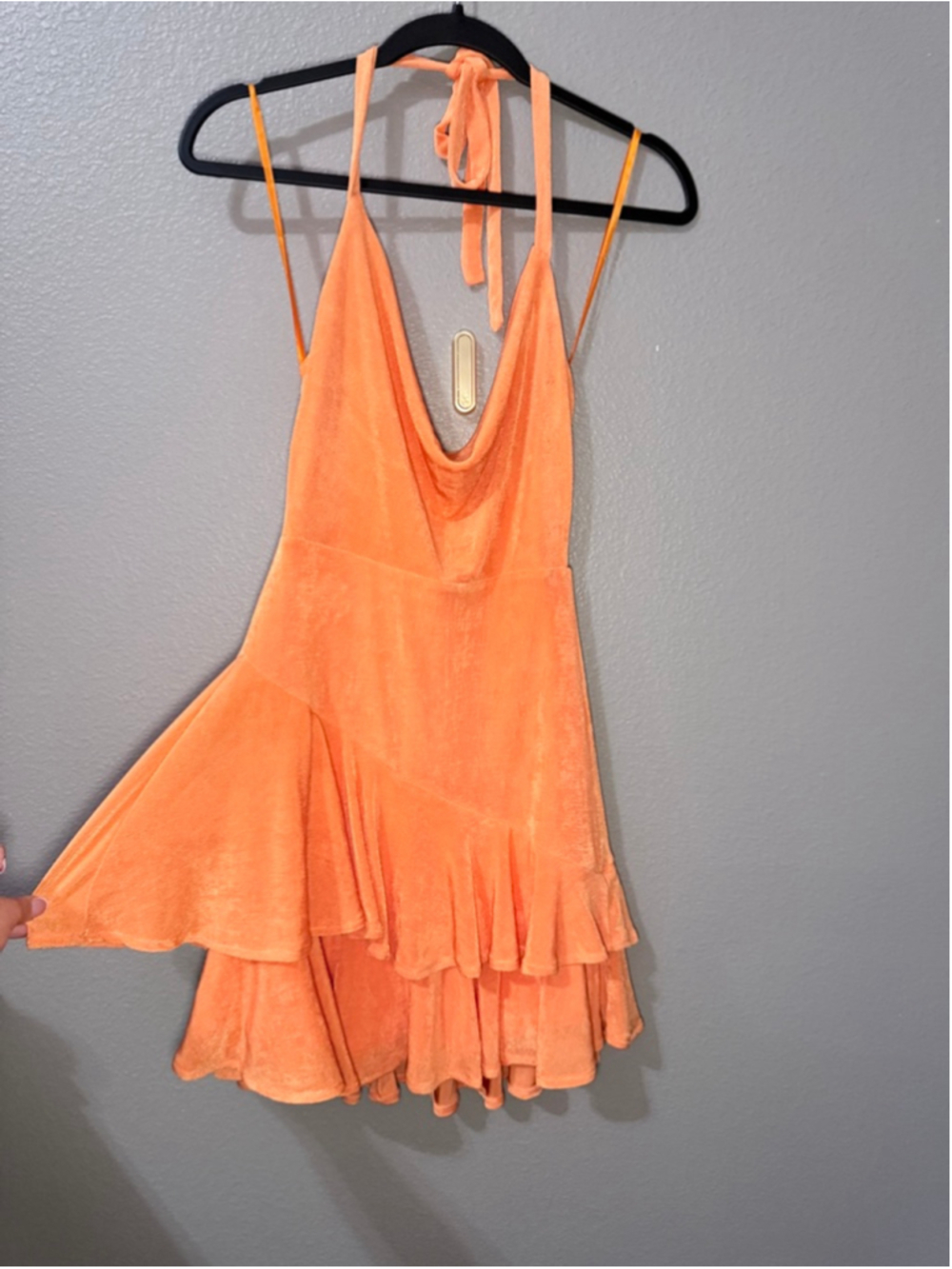 Women's Saints + Secrets Orange tiered halter Mini Dress S - Picture 5 of 9